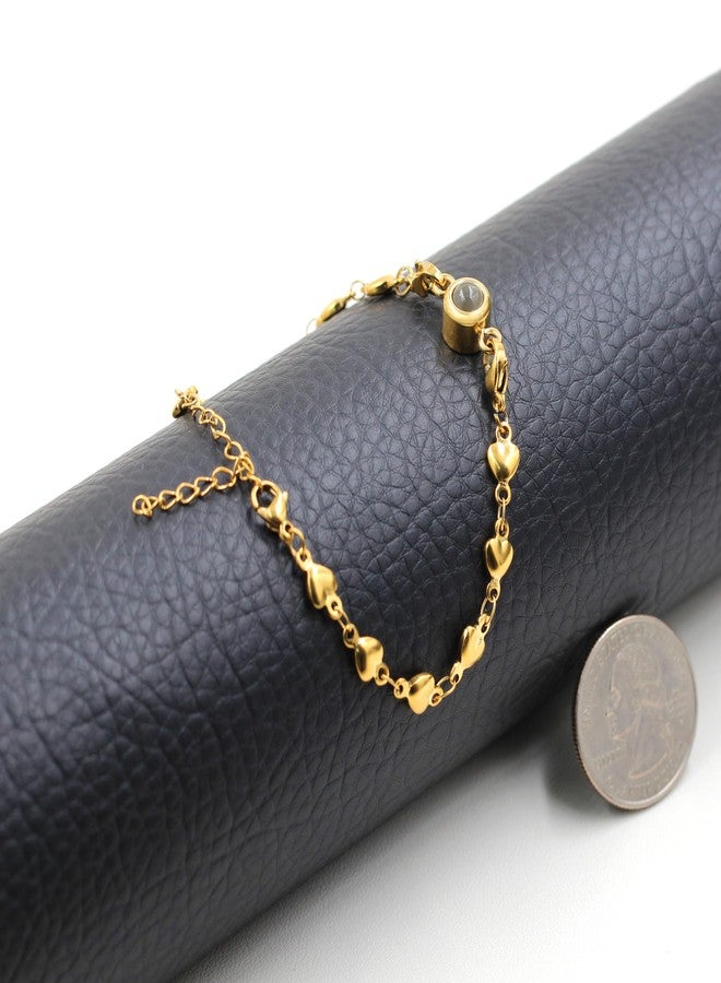 Tobestu 100 Different Languages I Love You Bracelets Love Heart Link Chain Bracelets Romantic Valentines Day Gifts for Women Y4201 (Gold) - Image 3